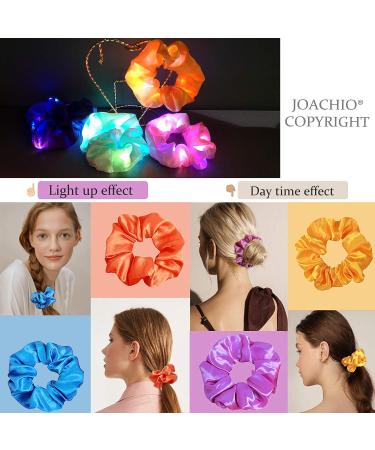 12 Pcs Light Up LED Scrunchies Neon Satin Hair Bands for Women & Girls - Buy Online on GoSupps.com