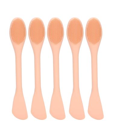 Qukaim DIY Mask Stick Silicone Facial Mask Brushes Face Cleaning Brush with Mix Mask Stick Skin-Care Tool Nude Pink 2 Heads