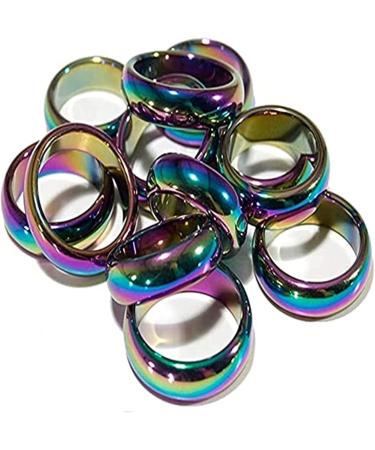 Buy Woasvad 7-Piece Rainbow Hematite Stone Rings Set | Root Chakra Energy Balancing | Negative Energy Absorption | Perfect Gift for Fear Relief | Mixed Size Package - Buy Online on GoSupps.com