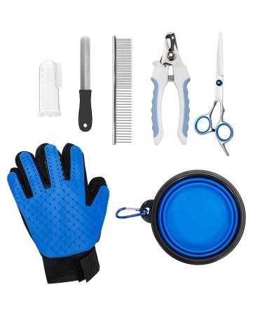 D GDRAW zoo set 8-part dog cup set with claw scissors nail files animal fur scissors pet ridge fur glove dog brush food snap pet finger toothbrush for dogs and cats small animal set 1