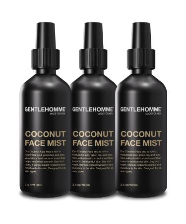 Gentlehomme - Coconut Face Mist - Men s Facial Spray - with Hyaluronic Acid, Aloe Vera & Green Tea - Refresh, Moisturize & Hydrate - Use Day & Night - Safe for All Skin Types - Vegan - 3.4oz - 3 Pack 1 Count (Pack of 3)