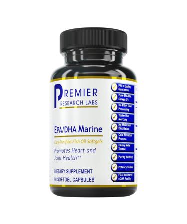 Premier Research Labs EPA DHA Marine Softgels - Omega 3 Fish Oil EPA DHA Omega 3 Supplement Fatty Acids for Women & Men Natural - 90 Softgel Capsules