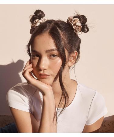 Slip Silk Large Scrunchies - 100% Pure Mulberry Silk - Hair-Friendly Luxury - Black, Pink, Caramel - 3 Pack - Buy Online on GoSupps.com
