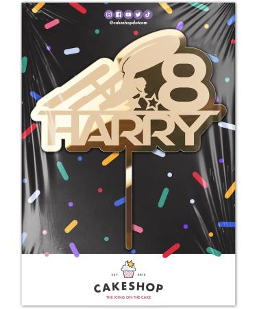 Cakeshop Cake Decoration Pack | Spaceship Rocket Premium 3mm Mirror Acrylic Plastic Cake Topper Sign & 25g Party Pack of Cake Sugar Sprinkles | Custom Name & Age Cake Decorations (Gold) Non-Prime Mirror Acrylic: Gold - Buy Online on GoSupps.com