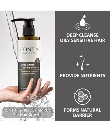 CONTIN Garlic Shampoo: Natural Scalp Treatment for Oily Sensitive Hair, Hair Loss, Growth, Anti-Thinning & Dandruff - Strengthen Roots, Clarify Follicles, Unscented - Thicker Fuller Hair - Buy Online on GoSupps.com