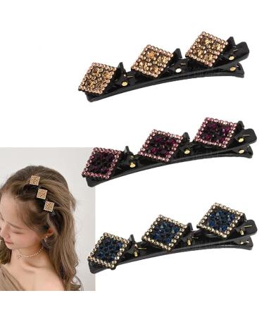 ZOADLE Sparkling Crystal Stone Braided Hair Clips Set - 4PCS Rhinestone Duckbill Hairpin Barrettes for Women - Buy Online on GoSupps.com