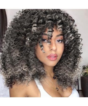 Shop Colorfulpanda Afro Wig Gray - Ombre Silver Gray Synthetic Curly Wigs for Women | Kinky Curly Short Pony Wigs for Everyday & Cosplay - Buy Online on GoSupps.com