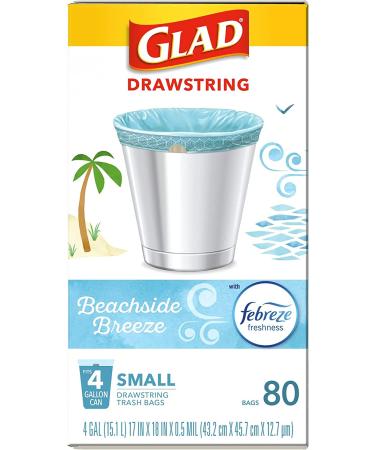 Glad Small Kitchen Drawstring Trash Bags 4 Gallon 80 Count - Febreze Beachside Breeze Scented - Multicolor - Buy Online on GoSupps.com