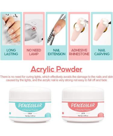 PEACECOLOR Complete Nail Kit 2 * 8g Pink and Clear Nail Kit for DIY Nail Decoration Kit PE1050 - Buy Online on GoSupps.com