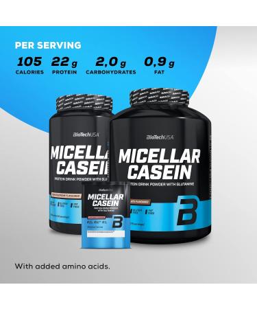 BioTechUSA Micellar Casein Protein Powder 908g Vanilla - Gluten-Free, Fat-Free, Extended Absorption, Enriched with L-Glutamine | Pack of 1 - Buy Online on GoSupps.com