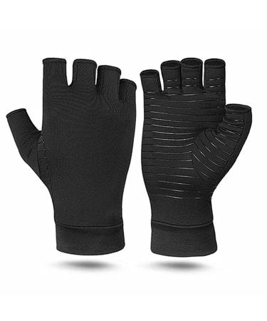 Compression Gloves Copper ion fiber pressure gloves for Women and Men Anti-slip Compression Gloves for Hand Pain Arthritis Sports Providing Warmth and Relieve Pain Promoting Healing(L Half finger)