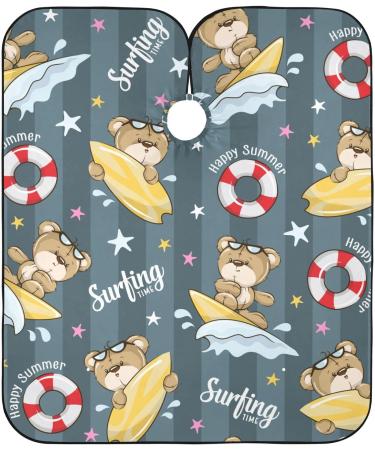 Waterproof Barber Cape - Cute Bear Surfing & Cheetah Haircut Bib for Men | Unisex Hair Cutting Cape - Buy Online on GoSupps.com