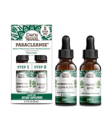 GuruNanda Paracleanse 2 Step Kit - Dietary Supplement to Help Detox Support Colon & Intestinal Health - Fulvic Acid Blend with Natural Blend of Wormwood Clove Neem Extracts & More (2x1 Fl Oz)