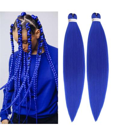 Xtrend 26 Inch EZ Braids 8Packs Blue Pre-Stretched Easy Braiding Hair Extensions for Box Braids Hair Hot Water Setting Synthetic Fiber Hair Extensions Blue# 26 Inch (Pack of 8) Blue