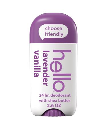 hello Lavender Vanilla Aluminum Free Deodorant for Women and Men with Shea Butter 24-Hour Freshness Baking Soda Free Deodorant Dermatologically Tested 2.6 oz Stick Lavender Vanilla 2.6 Ounce (Pack of 1)