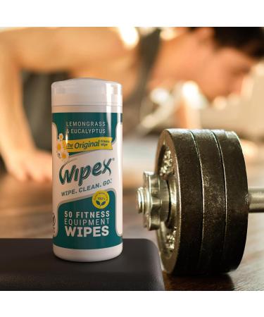 Wipex Fitness Equipment Wipes - Natural Plant-Based Gym Cleaner 50 Count Lemongrass & Eucalyptus - Ideal for Home Gym & Yoga Mats - Buy Online on GoSupps.com