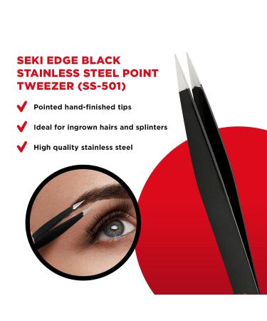 SEKI EDGE SS-501 Black Stainless Steel Point Tweezer - Precision Tweezers for Perfect Hair Removal - Buy Online on GoSupps.com