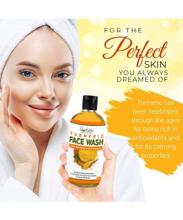 Herblov Turmeric Face Wash 4oz - Natural Anti Aging Exfoliating Cleanser for Acne Scars & Sun Damage - Buy Online on GoSupps.com