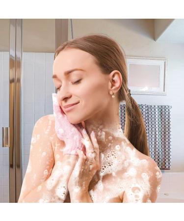 9 Pack Exfoliating Shower Bath Gloves and Back Scrubber Set - 3 Pairs Bath Gloves, 3 Exfoliating Body Scrubber - Nylon Washer, Stretchable Design for Women, Men, Children - Pink, Purple, Green - Buy Online on GoSupps.com