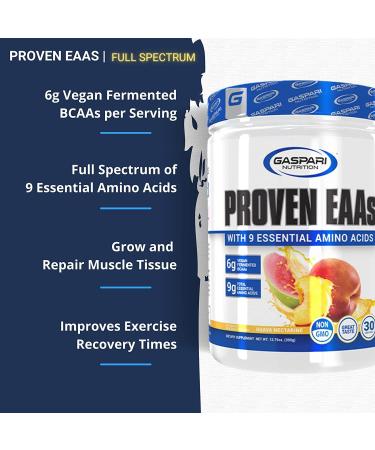 Buy Gaspari Nutrition Proven EAAs - Vegan Fermented Non-GMO 30 Servings Guava Nectarine | Enhance Recovery & Replenish Electrolytes - Buy Online on GoSupps.com