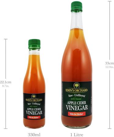 Apple Cider Vinegar with Mother - Raw and Unfiltered - 330ml Glass Bottle - Buy Online on GoSupps.com