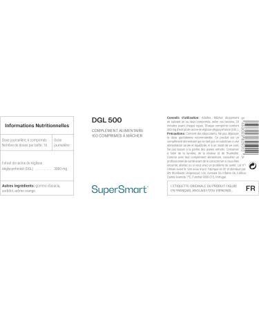 DGL 500 - Extrait de Racine de R glisse - Reflux Gastro-Intestinal - Contribue R duire les Reflux Acides Douleurs Gastriques Naus es - Comprim s m cher - Vegan - Sans Gluten - Supersmart - Buy Online on GoSupps.com