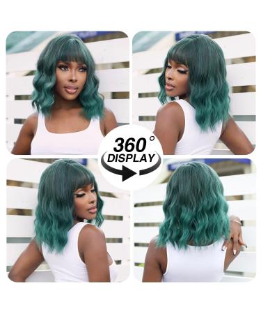 Testar 14 Inch Green Ombre Short Bob Wig with Ponytail - Shoulder Length Synthetic Cosplay Wig for Women | Everyday Colorful Style - Buy Online on GoSupps.com