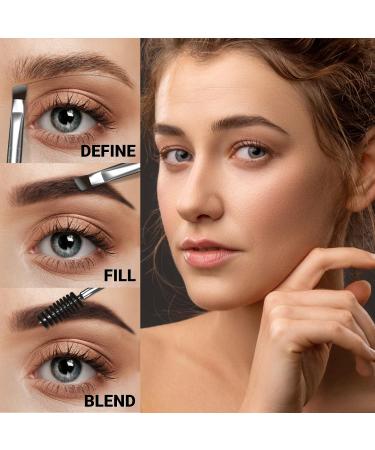 2-Piece Angled Eyebrow Brush Set with Spoolie | Double-Ended Eyebrow Brushes for Shaping & Lining | Multi-Functional Eyelash Brushes - Perfect for Brows & Lashes (Black - Buy Online on GoSupps.com