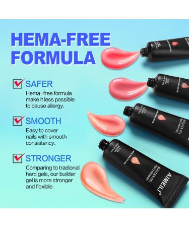 AIMEILI Builder Gel Kit - 6 Colors 15ml, Nail Extension & Acrylic Gel Polish Set | UV LED Builder Gel for Nail Enhancement - Gift Set - Buy Online on GoSupps.com