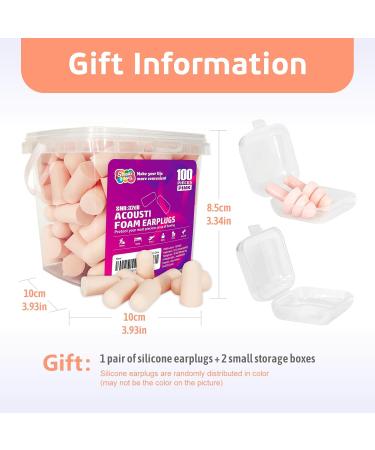 100Pcs Soft Foam Ear Plugs - Shuaiguoqi Slow Rebound Disposable Earplugs for Sleeping Noise Cancelling Study Shooting Travel (Pink) - International Shipping Available - Buy Online on GoSupps.com