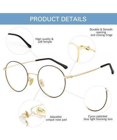 Cyxus Blue Light Filter Glasses - Round Vintage Retro Style for PC TV & Tablet - Unisex 01-4 Black - Buy Online on GoSupps.com