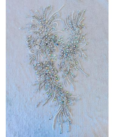 Handmade Multicolor Rhinestones Lace Applique Trim Patches Perfect for Dress & Accessories - Buy Online on GoSupps.com