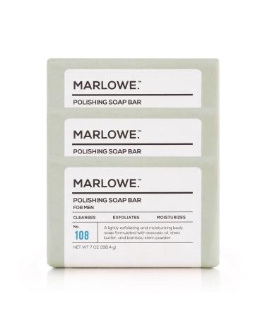 MARLOWE. No. 108 Polishing Soap Bar | Best Cleansing & Moisturizing Bar for Men (3-Pack) Pack of 3