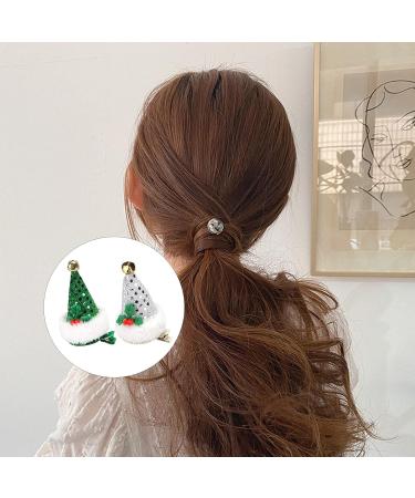 Christmas Hair Clips Set - 4 Creative Green & Silver Hair Sponge Crocodile Clamps for Festive Decor - Buy Online on GoSupps.com