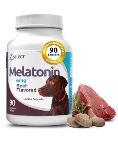 K9 Select Melatonin for Dogs - Composure Dog Calming Chews - Dog Melatonin for Sleep - Reduce Stress Helps Composure Calming Treats for Large Dogs - 6 mg 90 Beef Flavored Chewable Tablets Beef 6mg