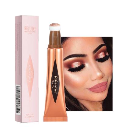 Contouring Stick | Multifunctional Bronzer - 12ml Makeup Stick Plaster Design Highlight Bronzer Shaping Trimming Stick with Air Cushion Applicator Sritob High Gloss Liquid 04#