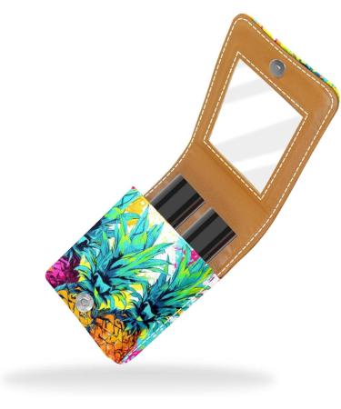 Travel Lipstick Organizer Case | Portable Makeup Bag with Mirror | Art Color Doodle Pineapple | Shop Internationally - Buy Online on GoSupps.com