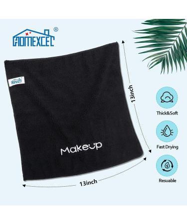 HOMEXCEL Makeup Remover Cloth 6 Pack - Premium Washable Soft 13x13 Inch Towels for All Skin Types - Quick Dry Microfiber Face Towels - Black (6 Count) - Buy Online on GoSupps.com