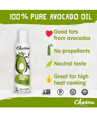 Chosen Foods 100% Pure Avocado Oil Spray - Keto & Paleo Friendly Cooking Spray for Baking & Frying - 6 oz (Pack of 1) - Buy Online on GoSupps.com
