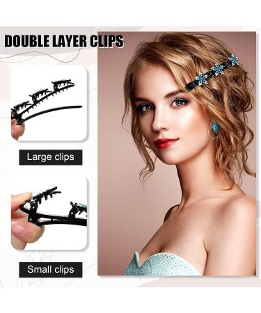 Crystal Stone Braided Hair Clips Set - 16 Pcs Pearl Flower Rhinestones Hairpin for Women and Girls - Buy Online on GoSupps.com