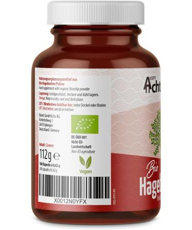 Organic High-Dosed Rose Hip Capsules 180 pcs | 595mg Pure Powder | Additive-Free Vegan & Lab Tested | Achterhof 107.1 G - Buy Online on GoSupps.com