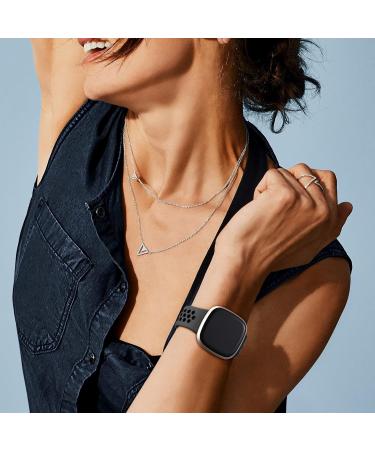 Upeak Sports Bracelet for Fitbit Versa 3 Versa 4 Sense & Scythe 2 - Breathable Silicone Replacement Bands for Men & Women - Charcoal/Black - Buy Online on GoSupps.com