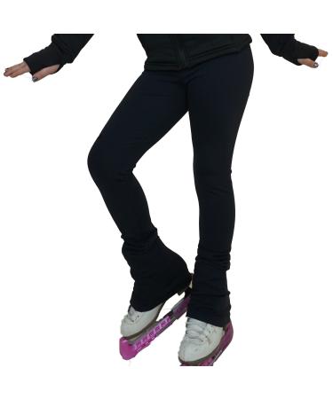 Victoria's Challenge Black ice Skating Leggings Skate Pants Polartec | Thermal | Compression VCSP17 Black / Secured With Elastic Cuff Adult XS (0-2) / PolarFleece Warm
