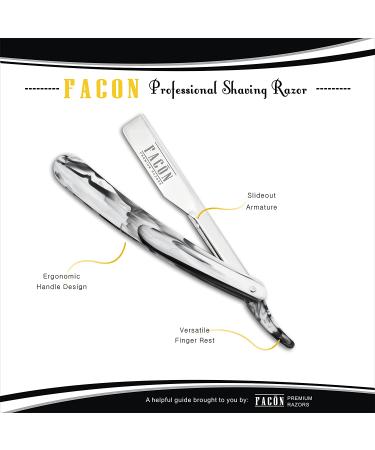 Facn Professional Marble Straight Edge Barber Razor | 100 Blades Included | Salon Quality Cut Throat Shavette - Buy Online on GoSupps.com