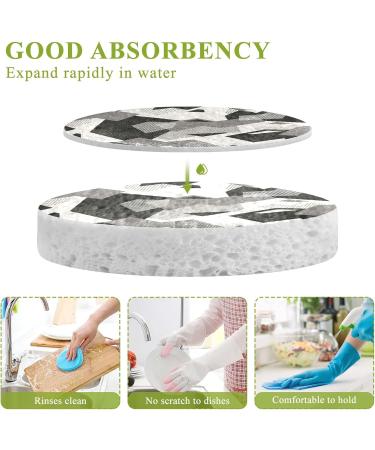 3-Pack Cleaning Kitchen Sponges Oval Grey Camouflage Kitchen Cellulose Dishwashing Wood Pulp Cotton - Buy Online on GoSupps.com