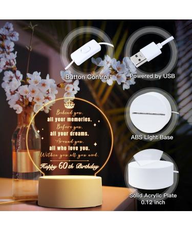 Vetbuosa 60th Birthday Night Light Gift for Women and Men - 1962 Anniversary Idea for Grandma, Grandad, Parents - LED Night Lamp for 60 Years Old - Perfect Birthday Present - Buy Online on GoSupps.com