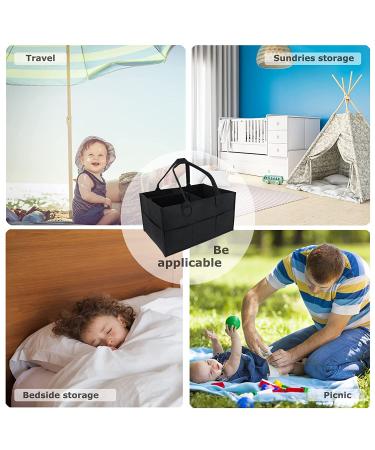 Twoyu 2Pack Baby Diaper Bag Caddy - Portable Organizer with Water Bottle Holder - Travel Handle Bag (Black) - Buy Online on GoSupps.com