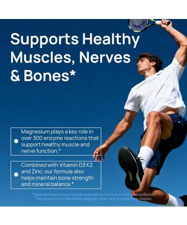 18 in 1 Magnesium Complex for Women and Men | Liposomal Magnesium Supplement with Glycinate Citrate Malate Taurate D3 & K2 | High Absorption for Muscle Sleep Bone Nerve Support | 90 Capsules - Buy Online on GoSupps.com