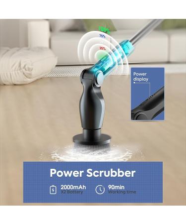Electric Spin Scrubber Cordless Cleaning Brush with Adjustable Extension Handle 8 Replaceable Brush Heads Power Display IPX5 Waterproof Shower Scrubber for Floor Tile Car - Buy Online on GoSupps.com