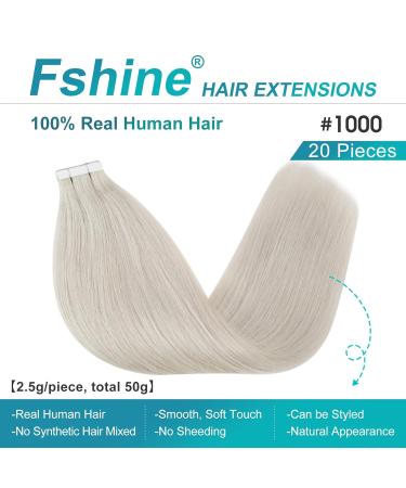 Buy FSHINE Tape-in Real Hair Extensions 45cm - Blond Weiss #1000 50g Invisible Straight Hair Adhesive - Premium Quality & International Shipping - Buy Online on GoSupps.com